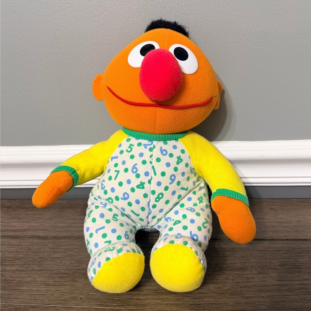 Vintage 80s Sesame Street Ernie Plush Stuffed Animal Toy Jim Henson